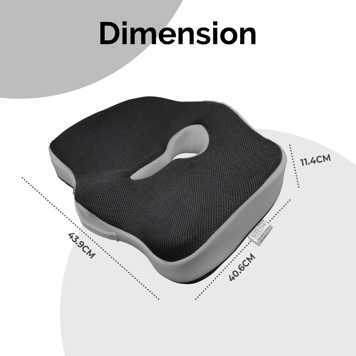 Sleepsia Orthopedic Coccyx O-Shape Seat Cushion Pillow for Tailbone Pain Relief (Black/Grey)