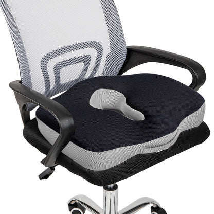 Sleepsia Orthopedic Coccyx O-Shape Seat Cushion Pillow for Tailbone Pain Relief (Black/Grey)