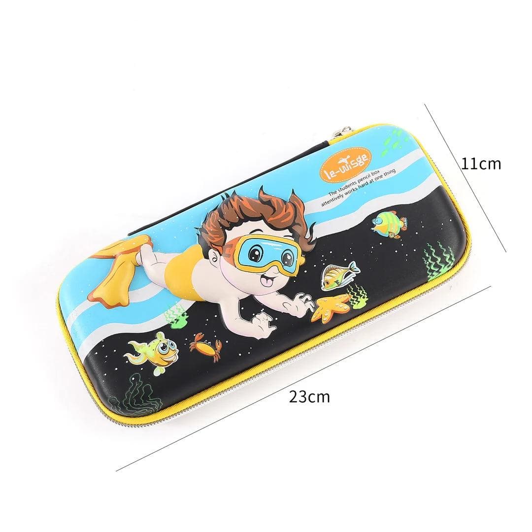 A 3d Pencil Case With A Printed Under Water That Is Ideal For Children(Pack of 2) - HalfPe