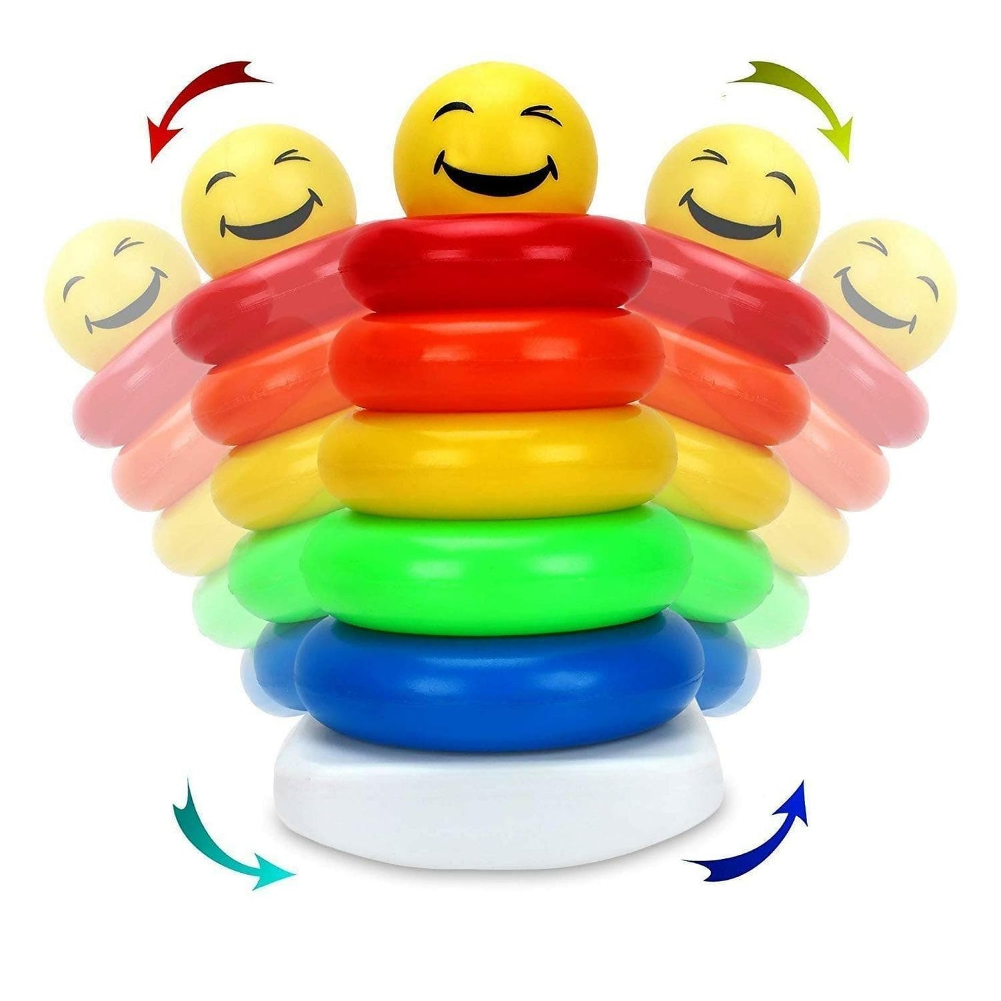 Plastic Smiley Stacking Multicolour 5 Rings - HalfPe