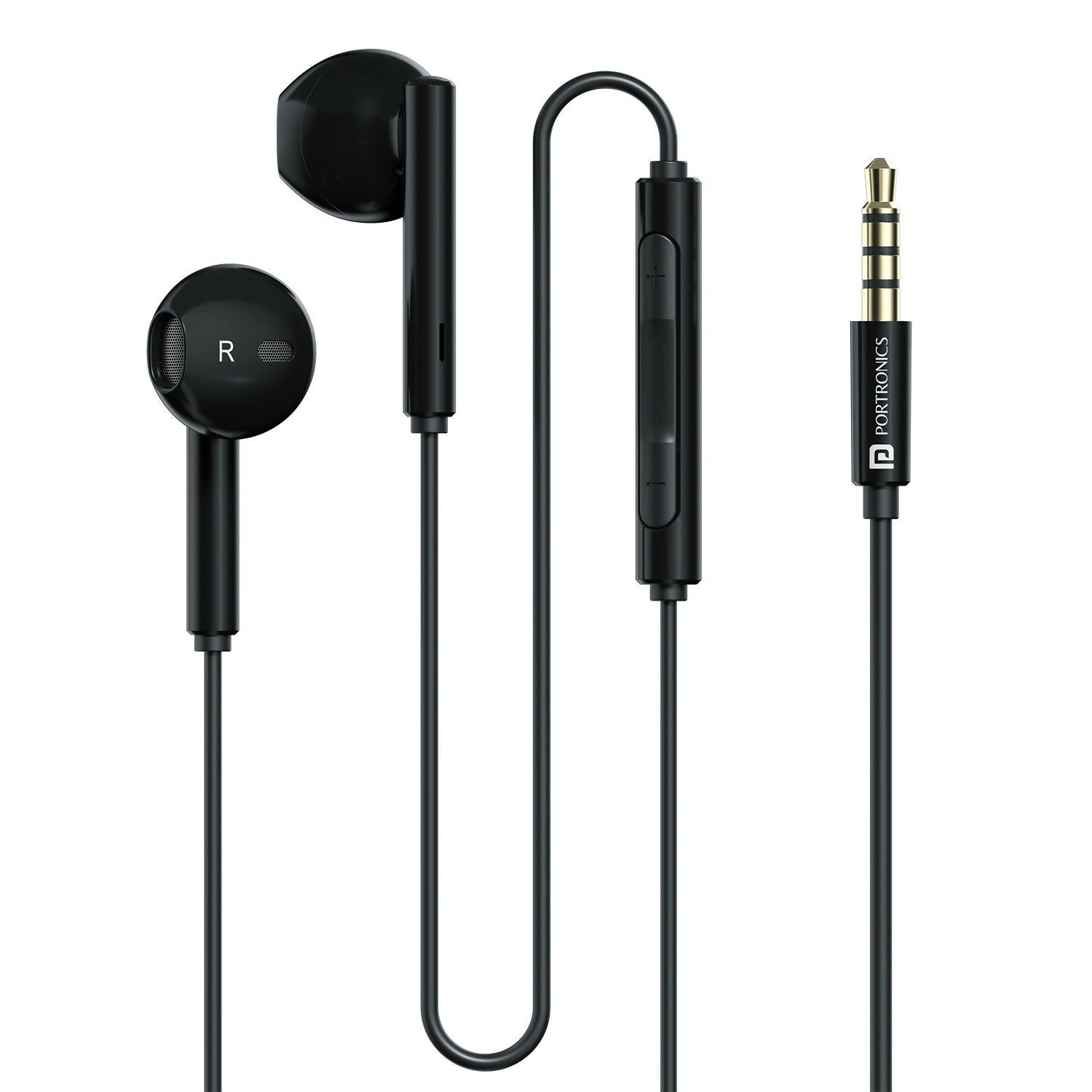 Portronics Conch Sigma A 3.5mm Wired Earphone With HD Quality In-Line Mic,14.2mm Driver Wired Headset (Black, In the Ear)