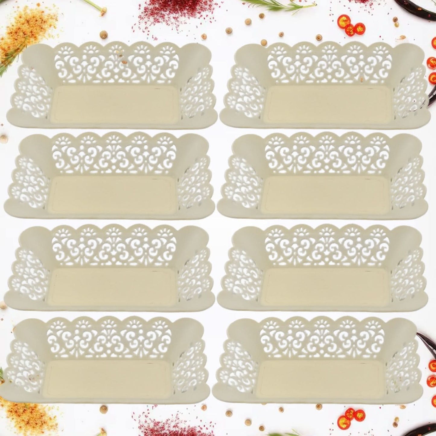 Rectangle Plastic Dinner Plate Set (8 Pcs) – Durable Serving Trays for Home, Restaurant & Office