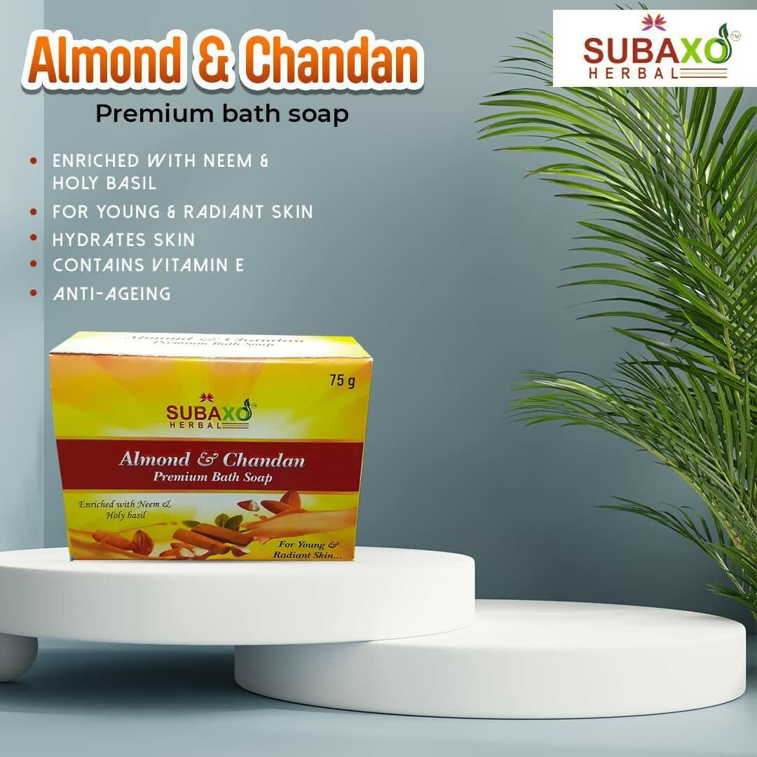 SUBAXO Almond & Chandan + Radiance-x Bath Soap Combo (2x75g,Pack Of 2) - HalfPe