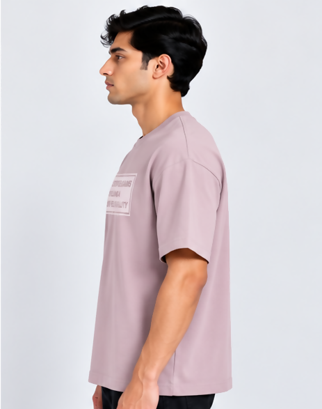HUSTLE Men's Crew Neck Oversized T-Shirt – Dusty Rose Pink