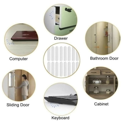 Self-Adhesive Clear Door Bumper Pads Wall Protector Rubber Stoppers for Doors, Cabinets & Furniture (10 Pcs)