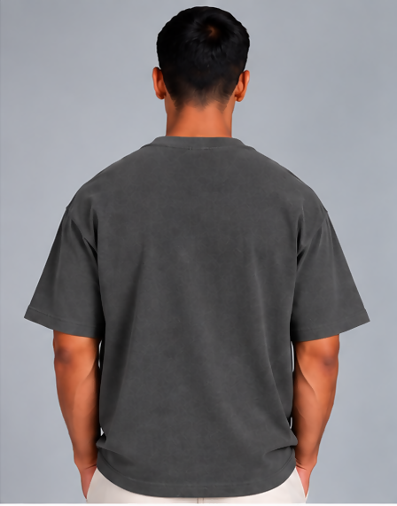 HUSTLE Men's Crew Neck Oversized T-Shirt – Iron Grey