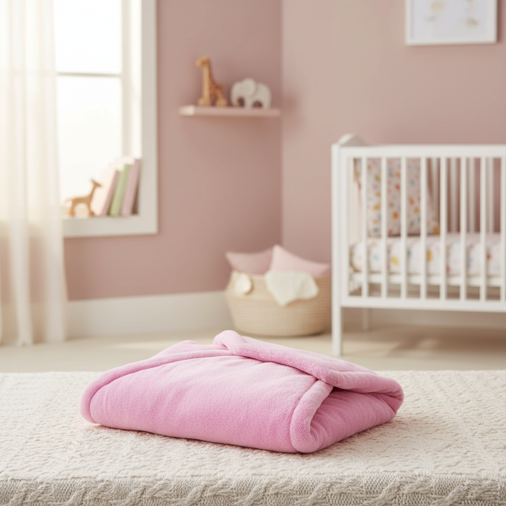 Double Layer Soft Coral Fleece Blanket for Baby - Pink SUPER