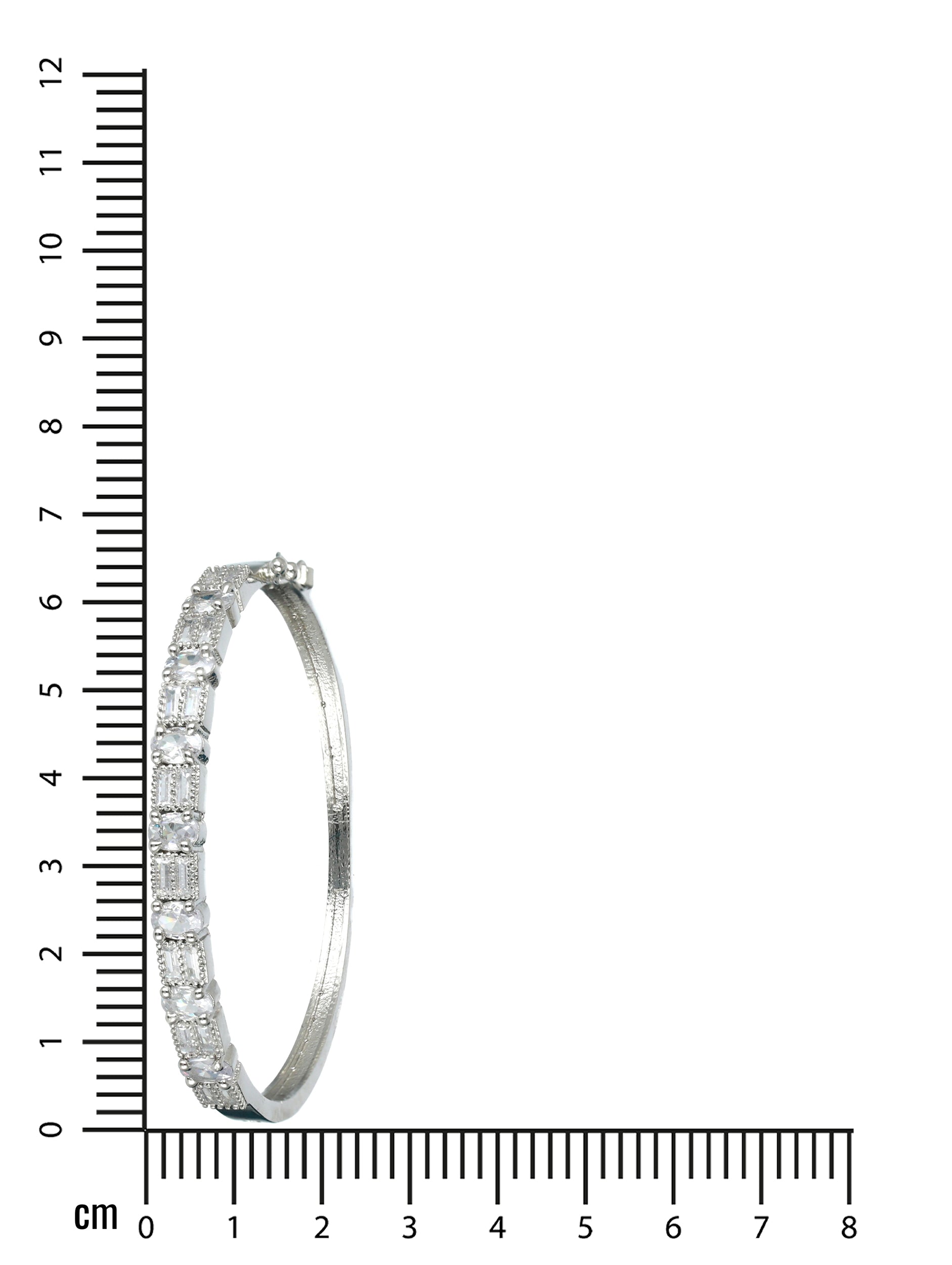 Silver-Plated & White American Diamond Handcrafted Bangle Style Bracelet