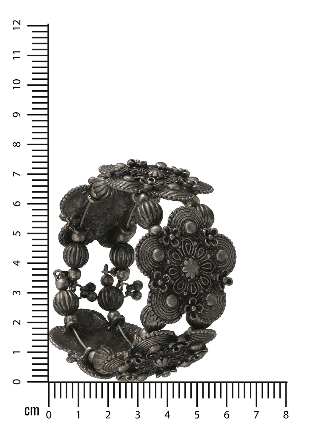 Women Silver-Toned Oxidised Bangle-Style Bracelet