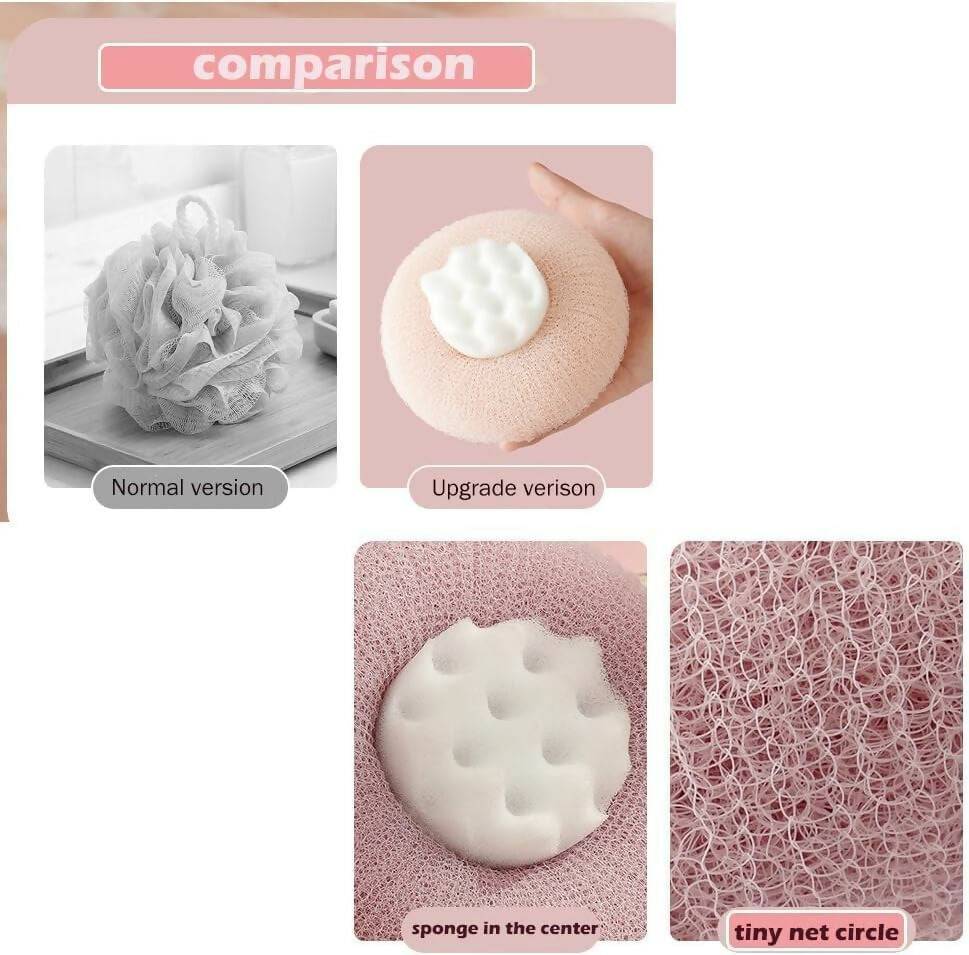 Exfoliating Round Loofah Bath Brush Soft Mesh Body Scrubber for Deep Cleansing, Gentle Exfoliation & Relaxing Massage