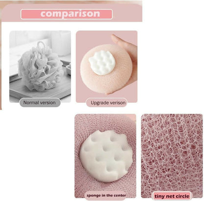 Exfoliating Round Loofah Bath Brush Soft Mesh Body Scrubber for Deep Cleansing, Gentle Exfoliation & Relaxing Massage