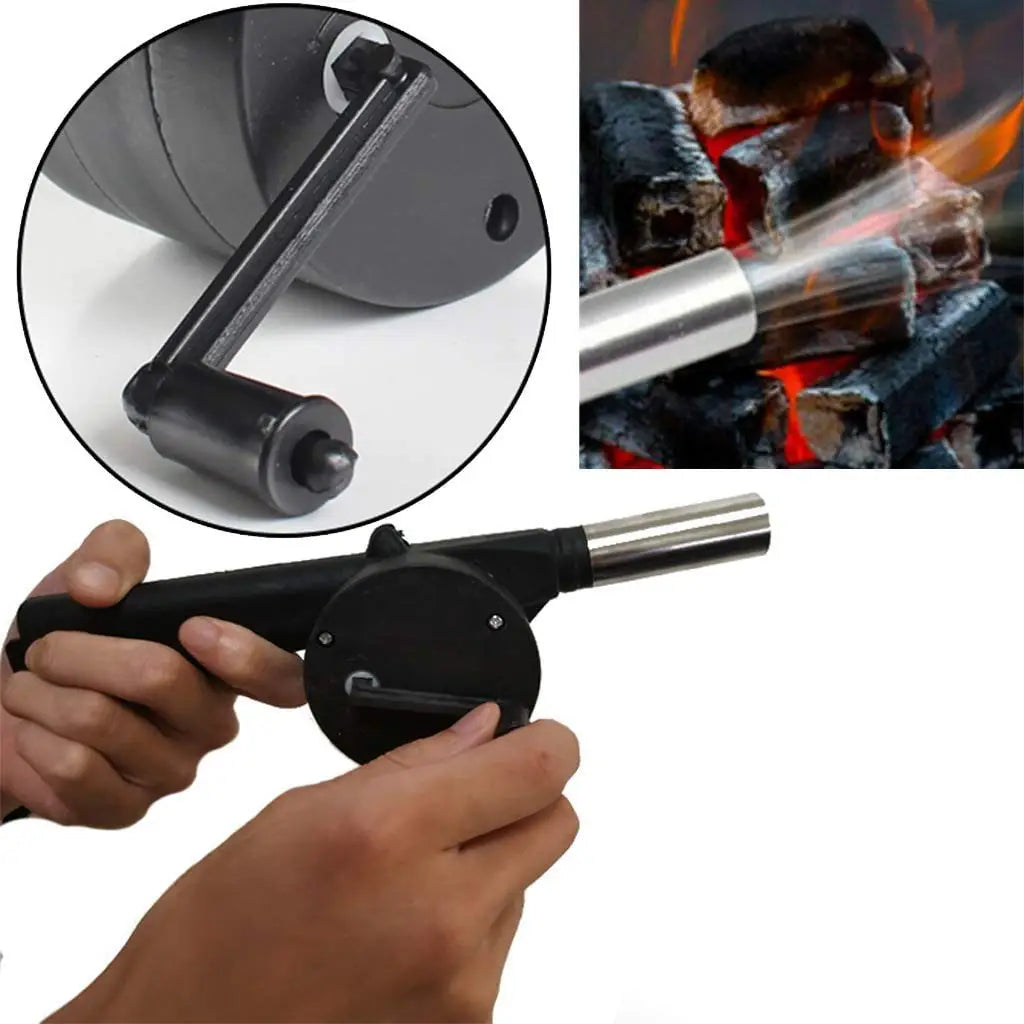 Portable Hand Crank Air Blower Fan For Charcoal Grill Bbq HP DD