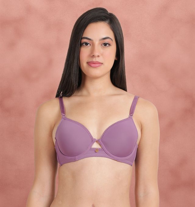 Susie 3/4th Coverage Chinese Violet Lace Neckline With Centre Keyhole Adjustable Detachable MultiwayPadded Wired Bra
