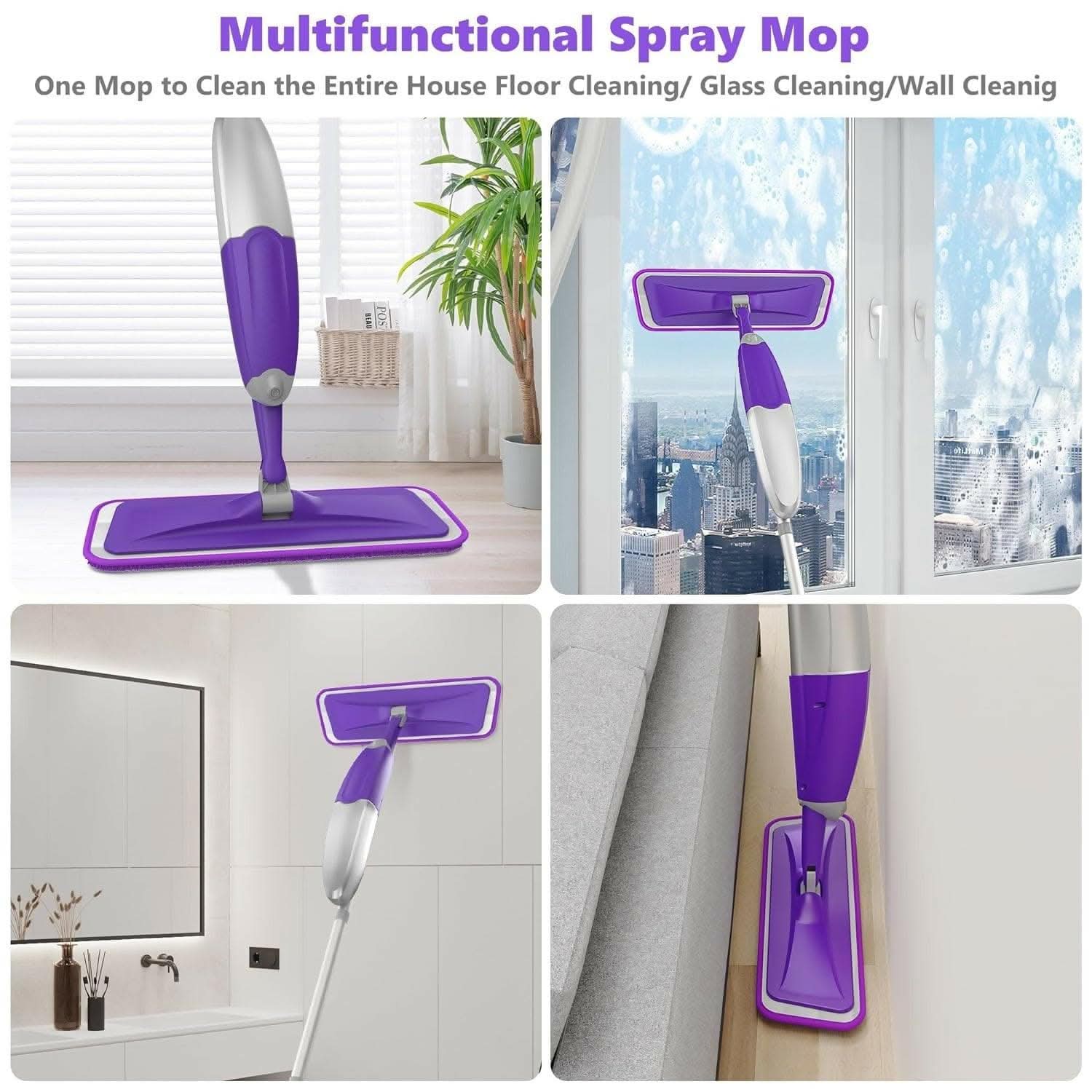 Aluminium Multi Water Spray Mop Set with Microfiber Washable Cleaning Pad - HalfPe