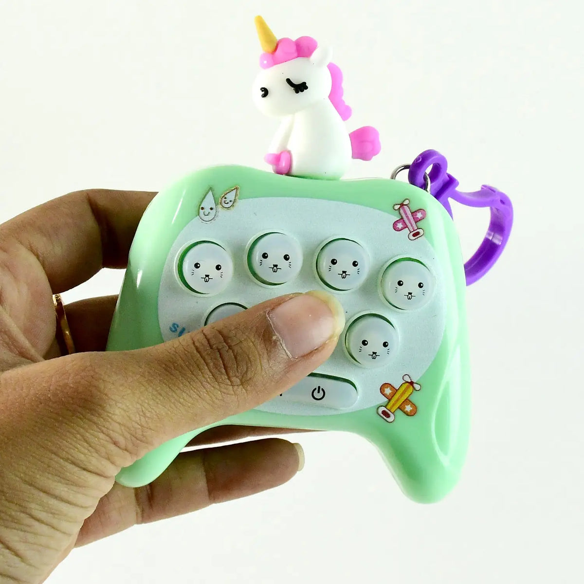 Unicorn Cartoon Push-Button Keychain Toy – Soft Press Popper with 9 Bubbles for Stress Relief, Focus & Travel Play (1 Pc) HP DD