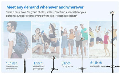 Gadgets Wear Long Selfie Stick Tripod Stand Upto 62 inch/158 cm - HalfPe