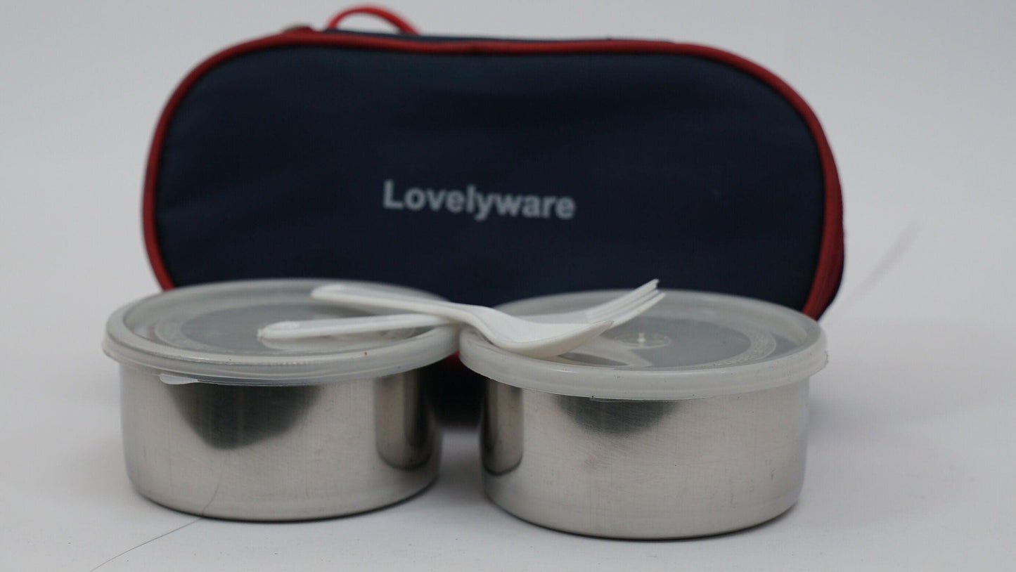 Capsule Lunch Box (300ml *2 Container With Bag) - HalfPe