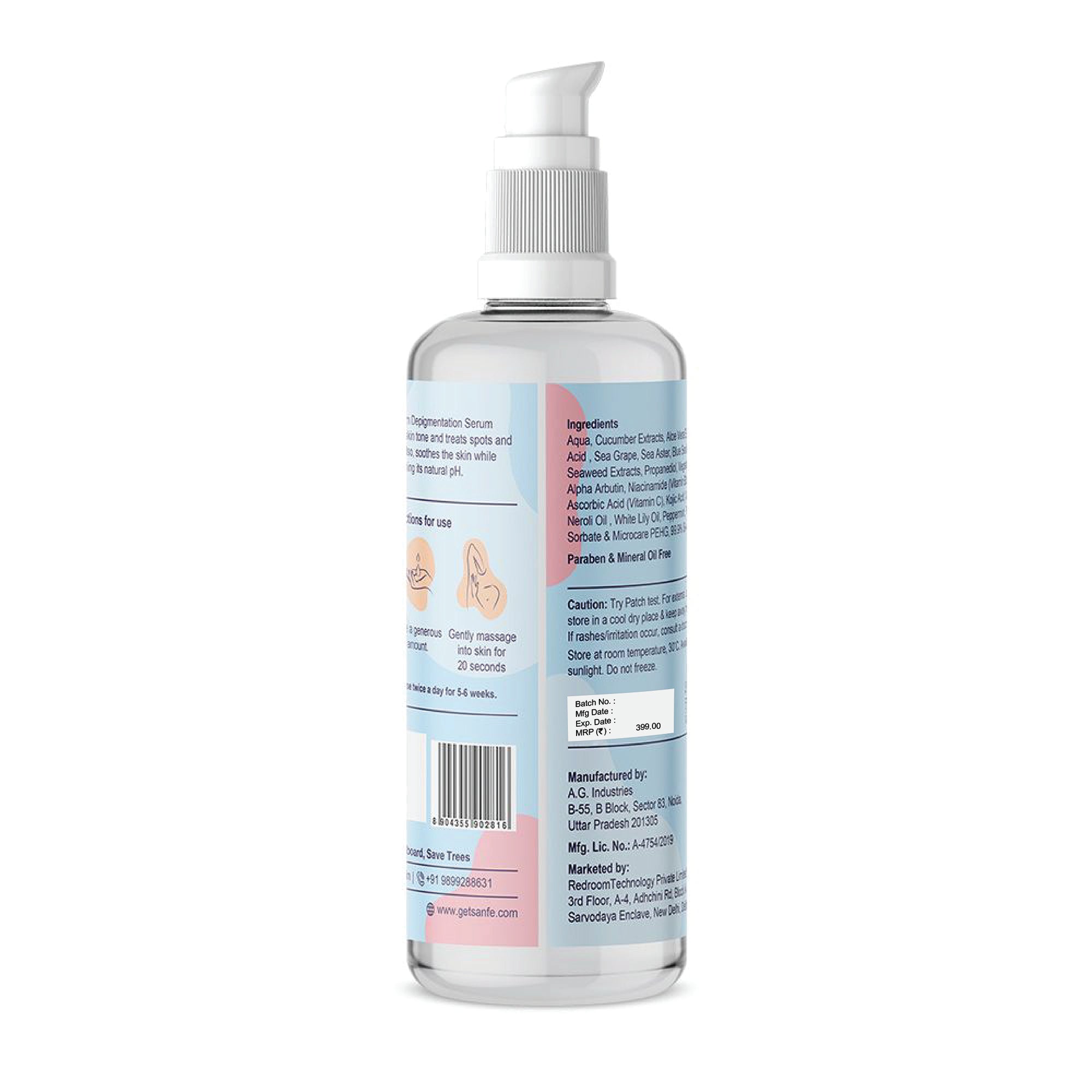 Sanfe Underarm Lightening & Depigmentation Serum for Women - 100ml with Sea Grape and Green SeaWeed Extracts Treats Hyperpigmentation & Dark Spots Natural Underarm Brightening MSDS Certified