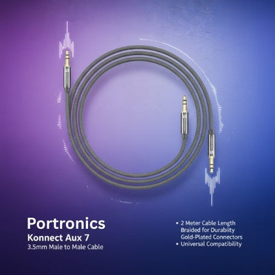 Portronics Konnect Aux 7 3.5mm Male to Male Aux Cable with 2 Meter Cable Length (Grey) Halfpe Deals