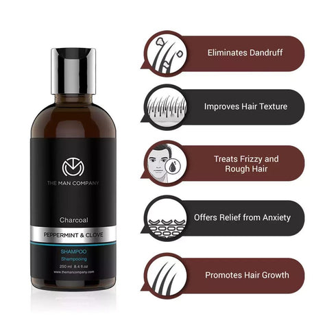 The Man Company Charcoal Shampoo For Oily Scalp To Eliminate Dandruff Improve Hair Texture - 250 Ml - HalfPe