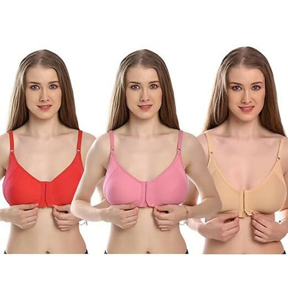Women's Premium Front-Hook Daily Wear Bra – Pack of 2 (Multicolor)