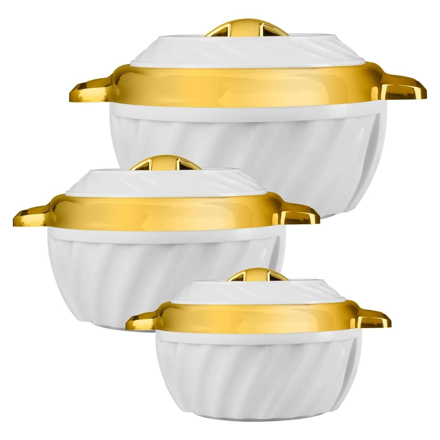 SELVEL Insulated Double Walled Casserole Set of 3 (White) (1800ml, 1180ml, 650ml) - HalfPe