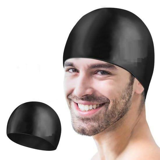 Silicone Swimming Cap (Random Colour), Waterproof Swim Cap for Long & Short Hair, Elastic Non-Slip Pool Cap for Adults & Kids (Multicolour) (Pack of 1).