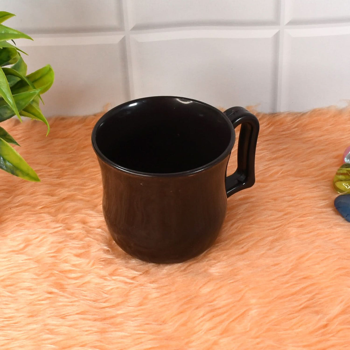 Premium Plastic Coffee  Tea Cups  Mug With Handle (1 Pc  With Color Box  Black) HP DD