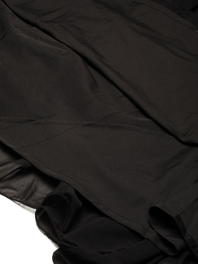 Bollywood Vogue Ready To Wear Black Embroidered Organza Tiered Style Gown