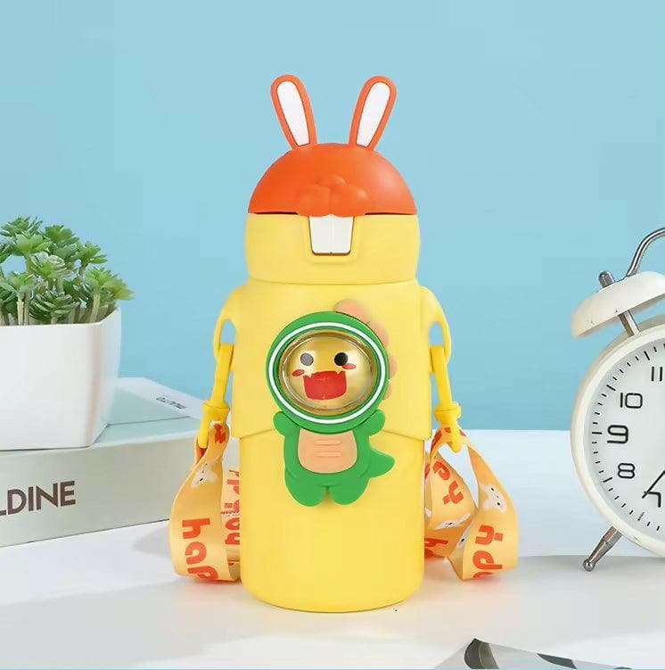 Wk-Cartoon Shape Kids Vacuum Water Bottle 500 ML(Yellow) - HalfPe