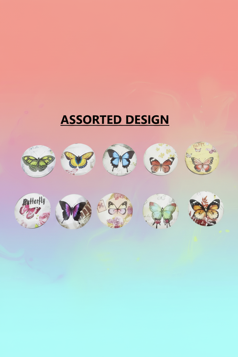 Plastic Magnetic Fridge Sticker (Butterfly Printed) - 1 Pc (Assorted colors) SUPER