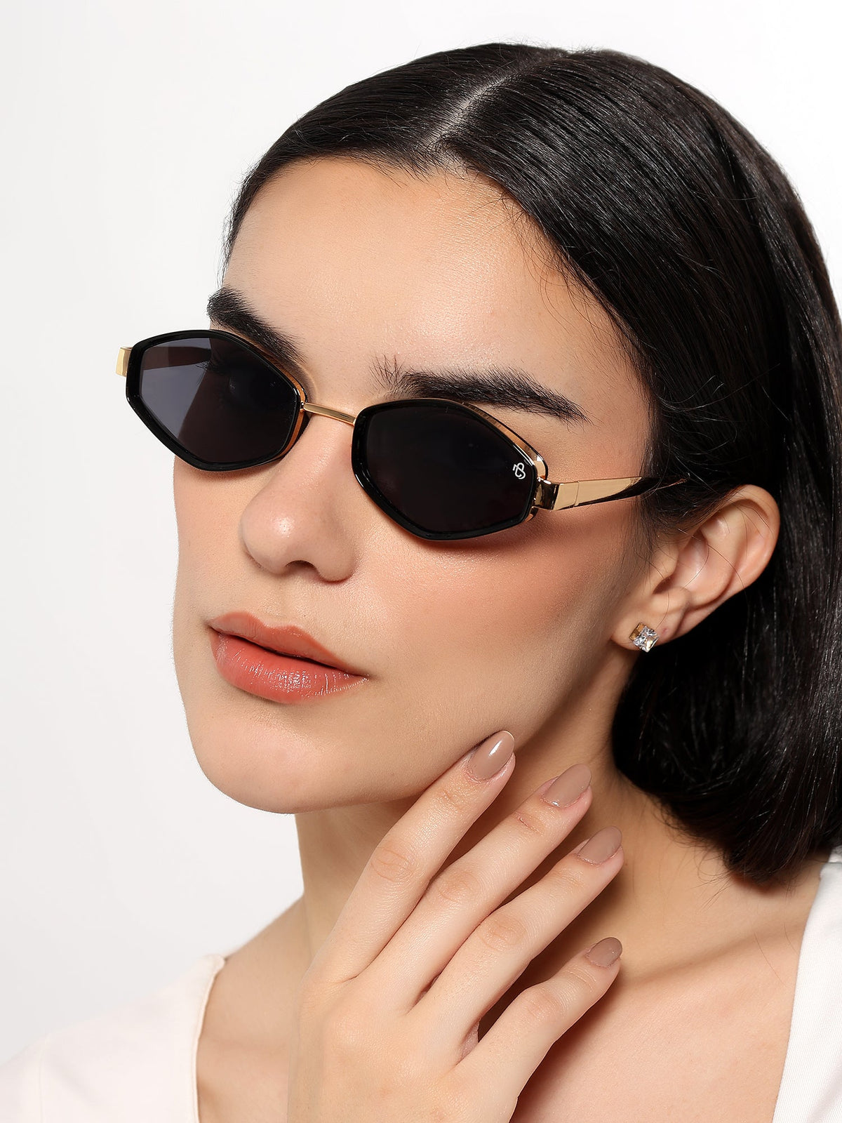 Hunter Golden & Black Hexagonal Sunglasses for Men and Women - view 1
