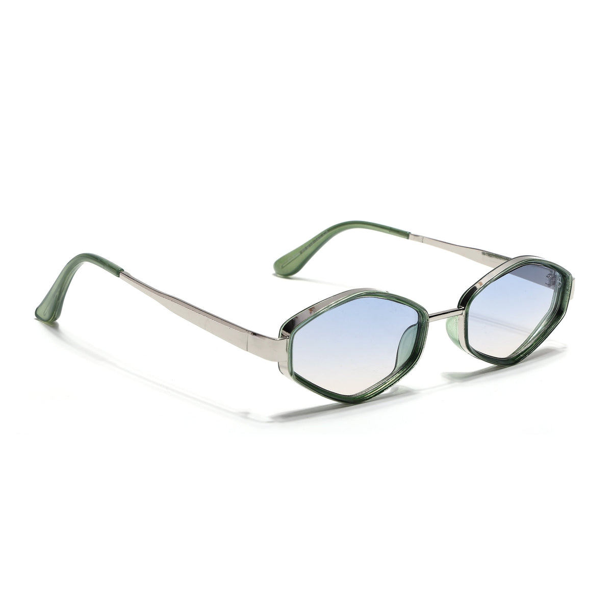 Hunter Silver & Green Hexagonal Sunglasses for Men and Women - view 3