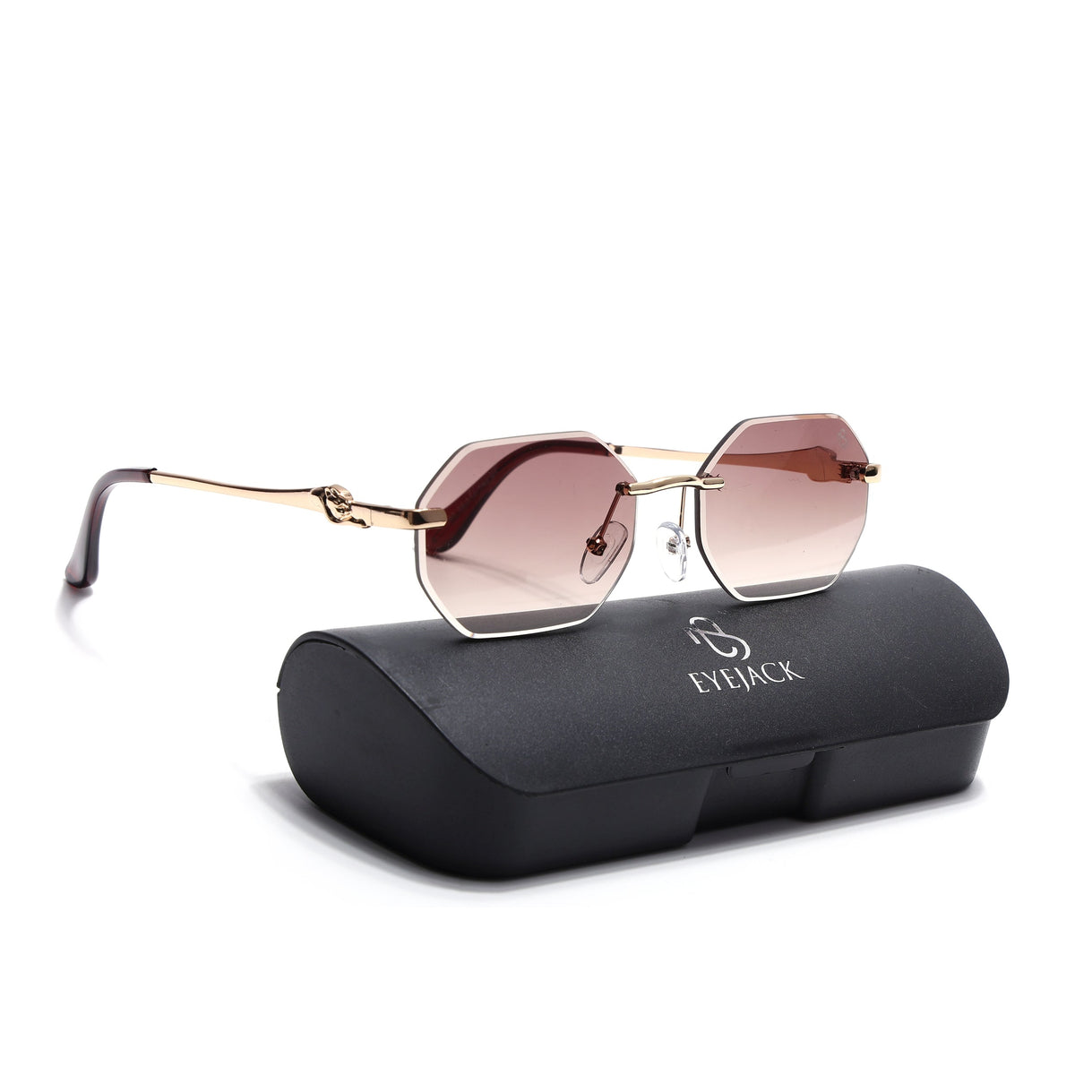 Cooper Golden Rimless Sunglasses for Men and Women - Style 2222 - with box packaging