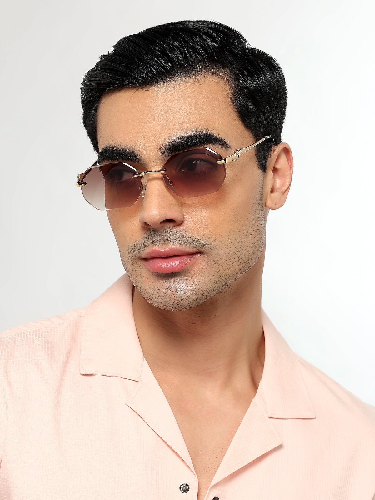 Cooper Golden Rimless Sunglasses for Men and Women - Style 2222 - view 2