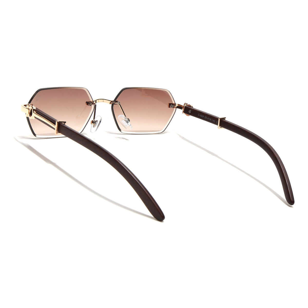 Essence Steel Golden Rimless Sunglasses for Men and Women - Style 2565 - view 6