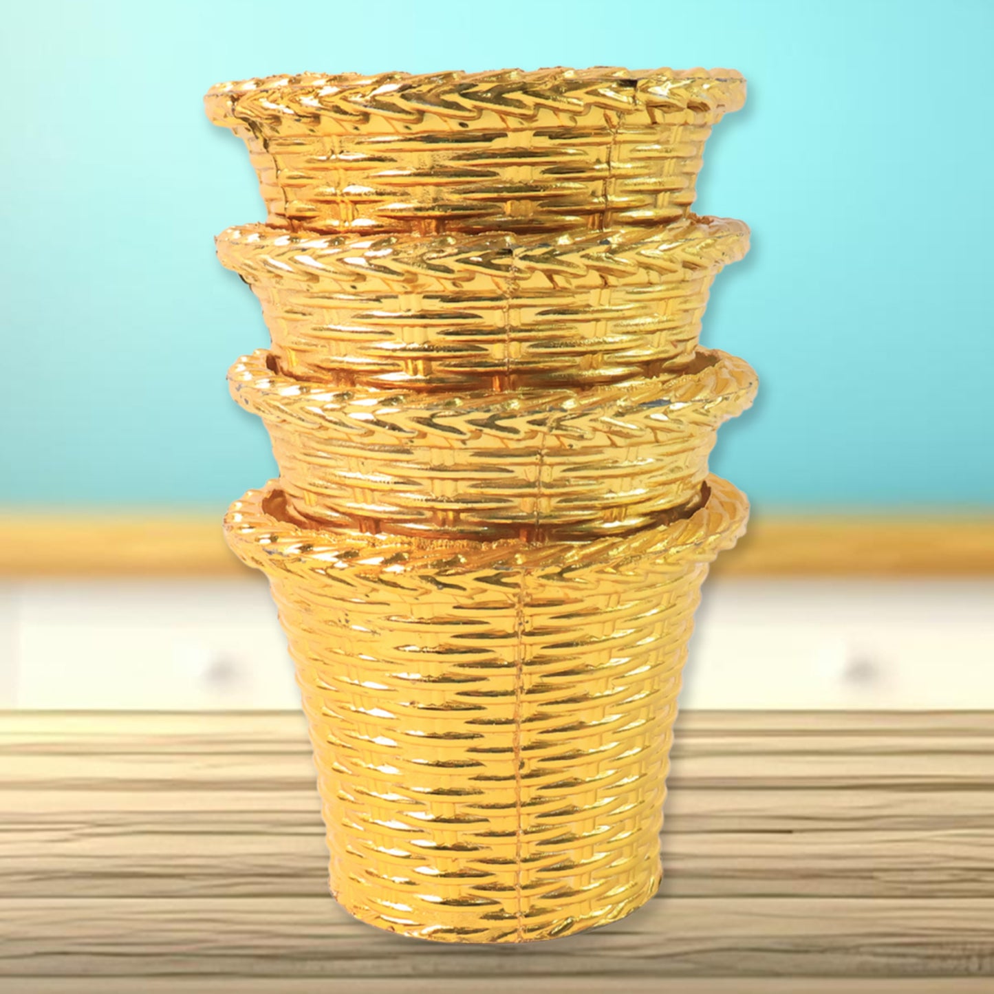 Plastic Flower Valencia (Pot) Home And Outdoor (4 Pc)