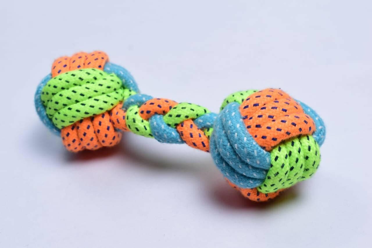 PETOLOGY Knotted Cotton Dumbbell Dog Chew toy for suitable for all Breeds (multi color)) - HalfPe