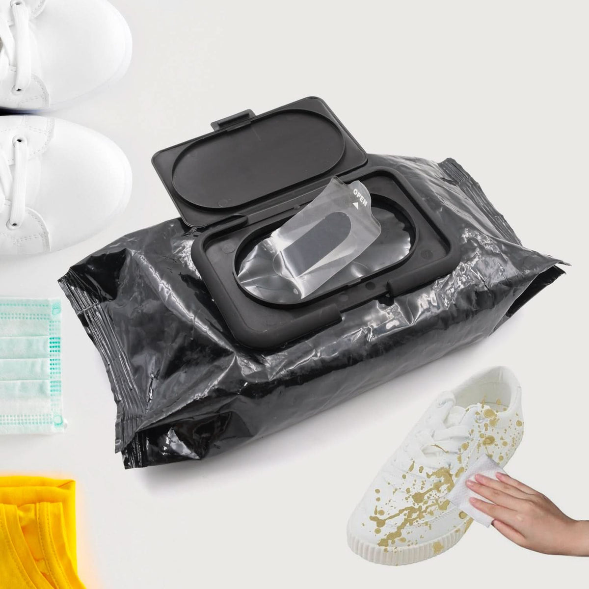 Shoe Cleaning Wet Wipes – Quick Disposable Scrubbing Tissues for Sneakers & Travel Use HP DD