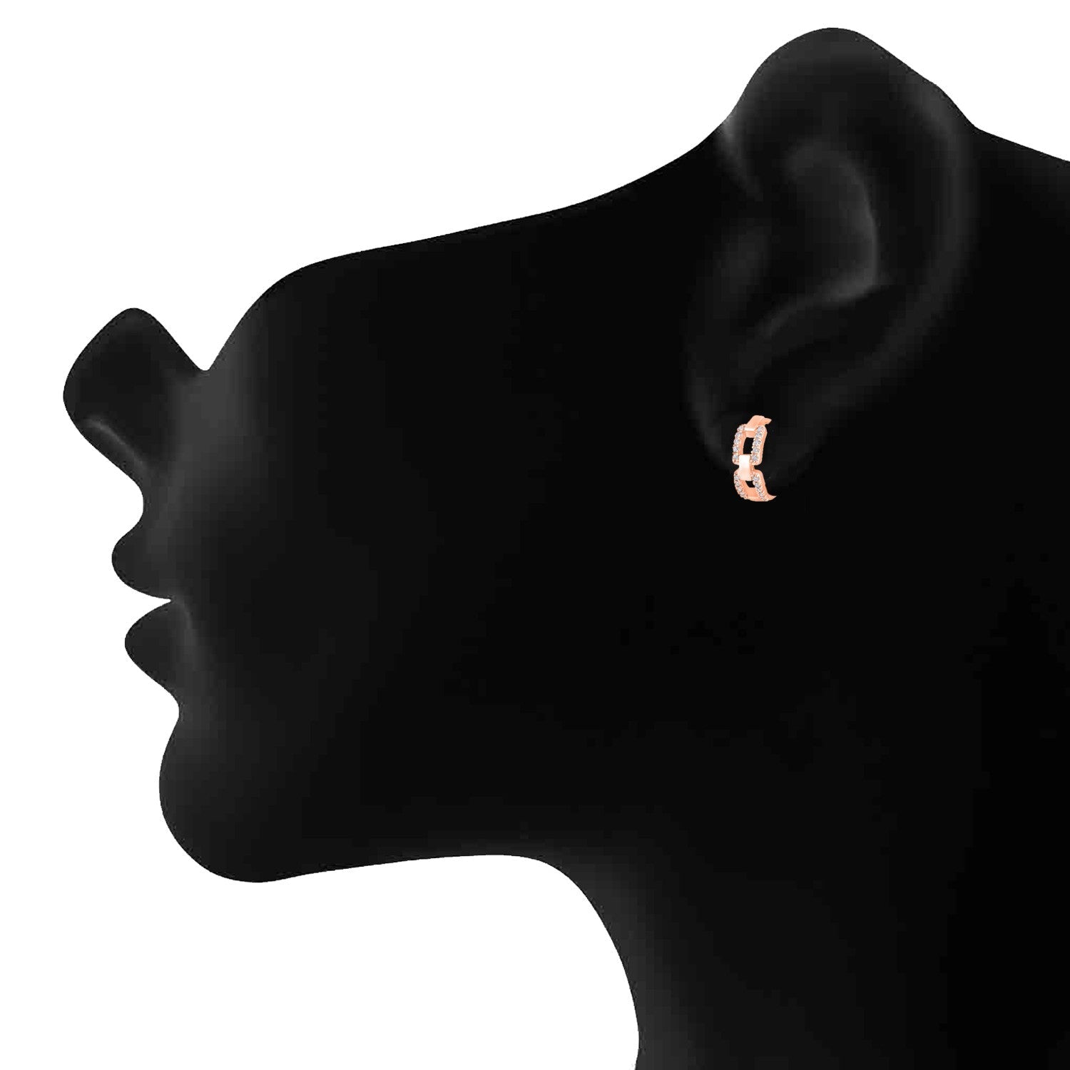 Rose Gold-Toned Crystal Studded Circular Hoop Earrings