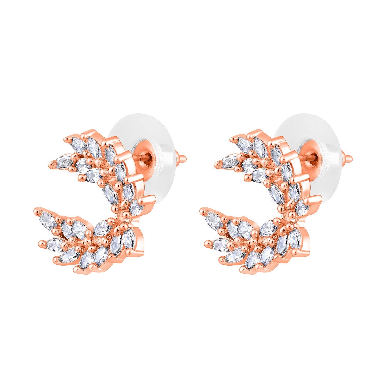 Jazz And Sizzle Rose Gold Plated CZ Studded Contemporary Studs