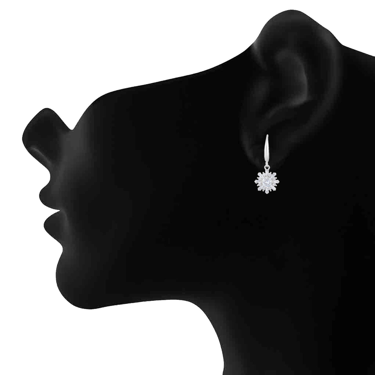 Jazz And Sizzle Rhodium Plated Floral Shaped Drop Earrings