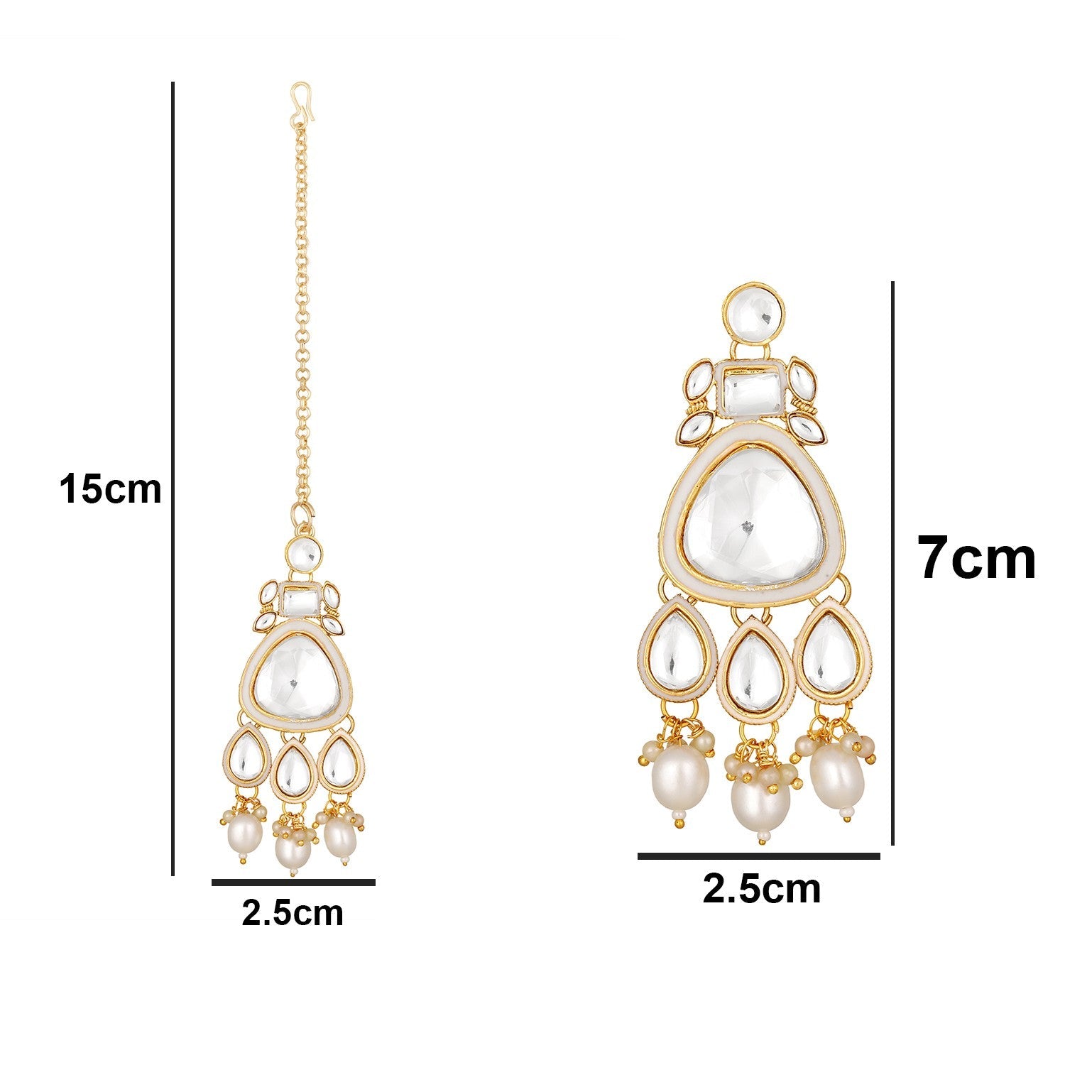 Jazz And Sizzle 22K Gold Plated  Kundan And Zircon Studded Jewellery Set With Maangtikka
