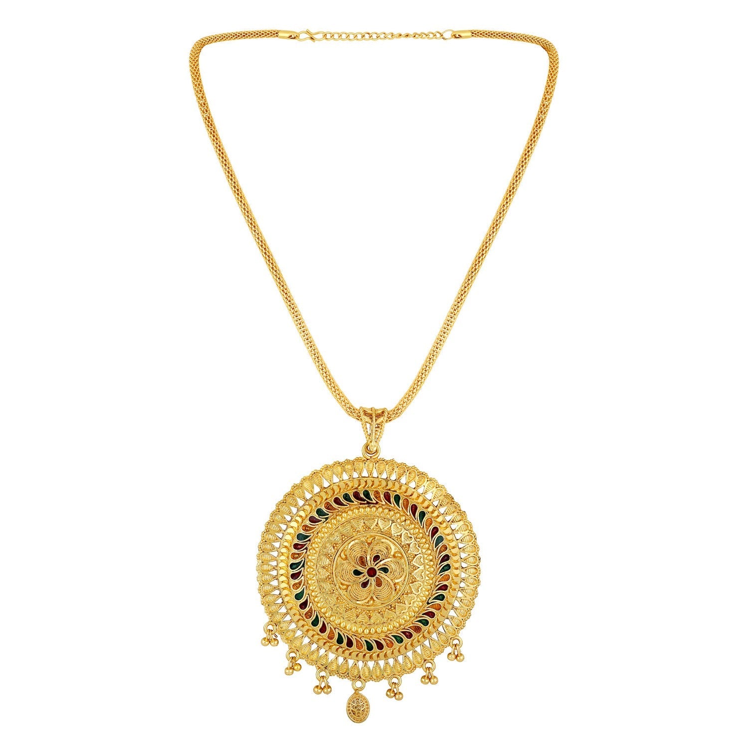 Jazz And Sizzle 22K Gold Plated Golden Beads & Pearl Drops Radha Krishna Temple Jewellery Set (Copy) (Copy)