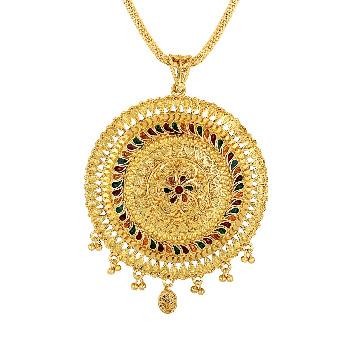 Jazz And Sizzle 22K Gold Plated Golden Beads & Pearl Drops Radha Krishna Temple Jewellery Set (Copy) (Copy)