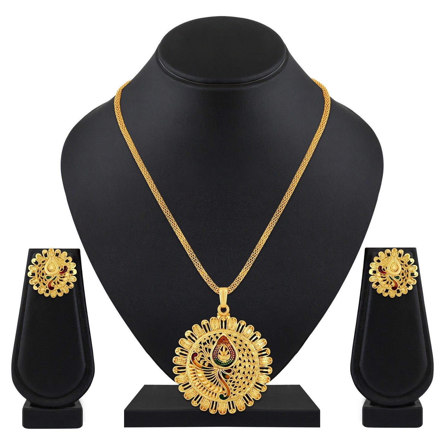 Jazz And Sizzle 22K Gold Plated Golden Beads & Pearl Drops Radha Krishna Temple Jewellery Set (Copy) (Copy) (Copy)