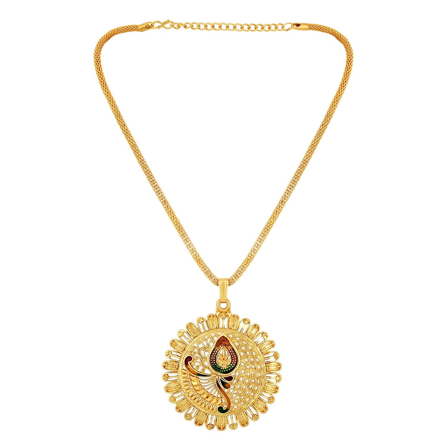 Jazz And Sizzle 22K Gold Plated Golden Beads & Pearl Drops Radha Krishna Temple Jewellery Set (Copy) (Copy) (Copy)