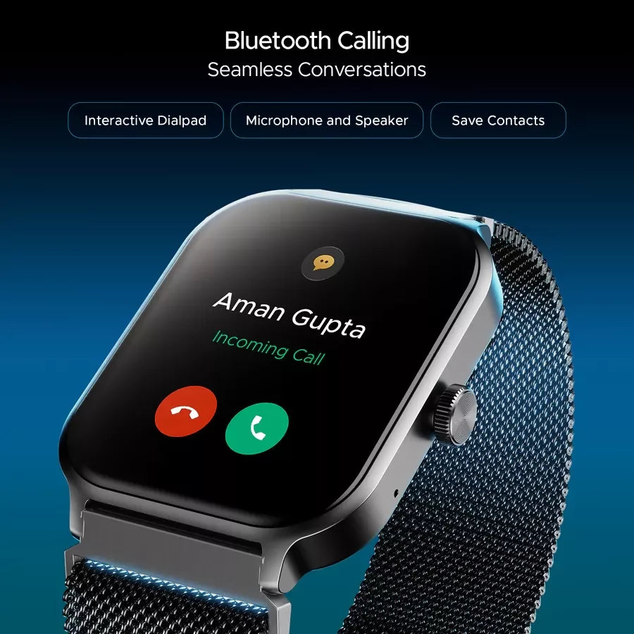boAt Storm Call 3 Plus Smartwatch with Bluetooth Calling, 1.96" HD Display, AI Voice Assistant, 100+ Sports Modes, Heart Rate & SpO2 Monitor, IP68 Water Resistant