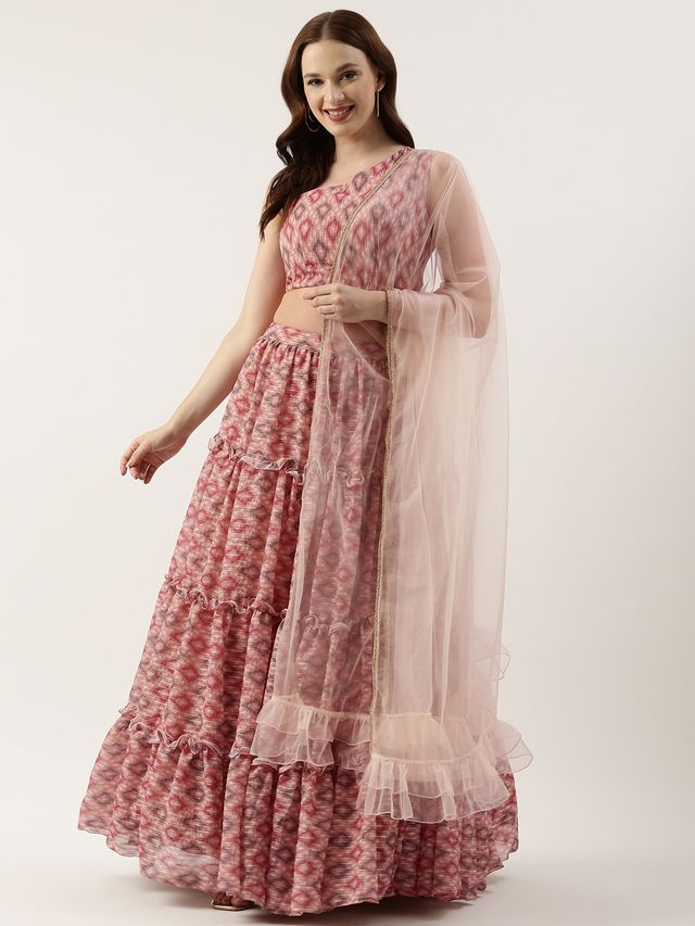Bollywood Vogue Ready To Wear Multicolored Georgette Digital Printed Lehenga