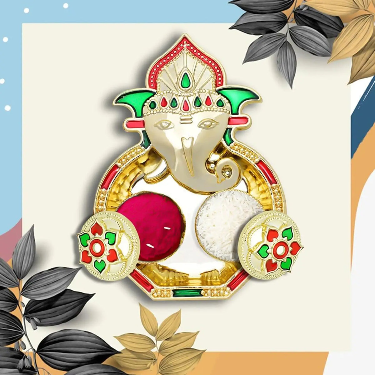 Ganesh Design Decorative Kumkum Box - (1 Pc) HP DD